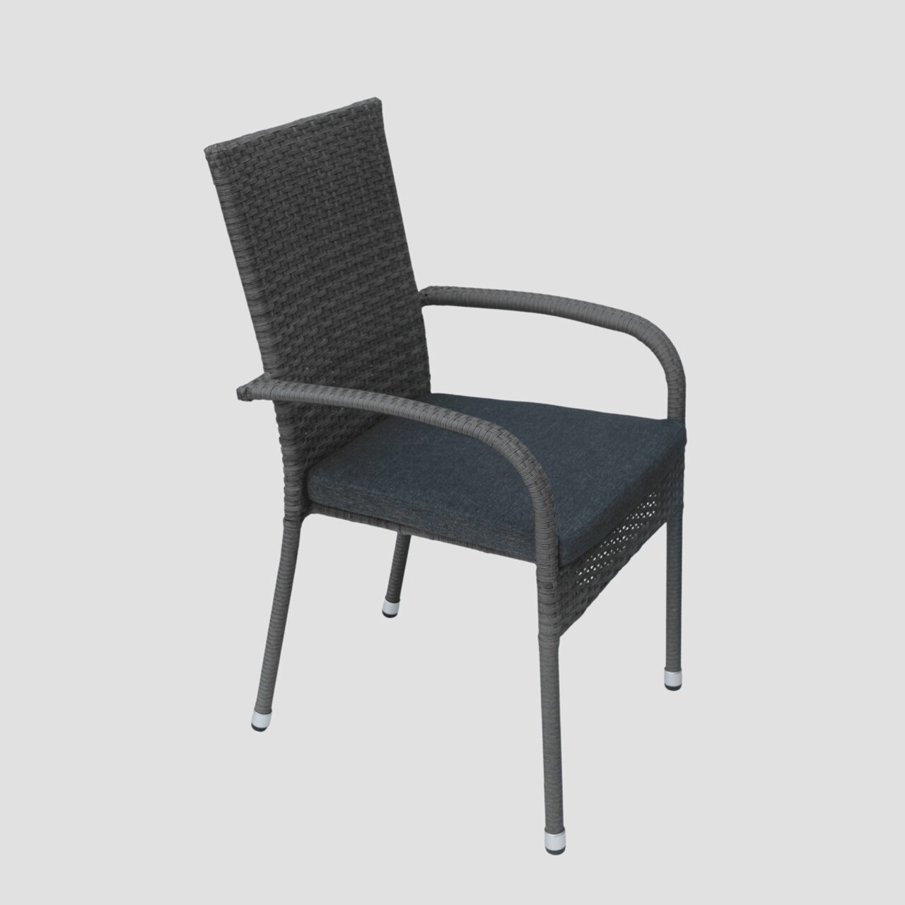 Scaun pentru gradina Bikly, Homla, 56x64x94 cm, metal/technorattan/poliester, gri - imagine 5